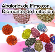 Abalorios de Fimo con Diamantes de Imitación 